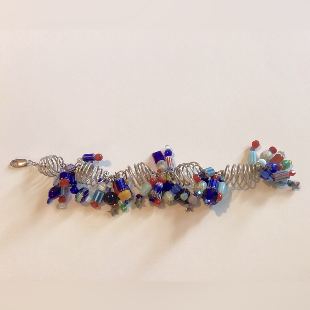 Hand made 925 sterling beaded spring bracelet